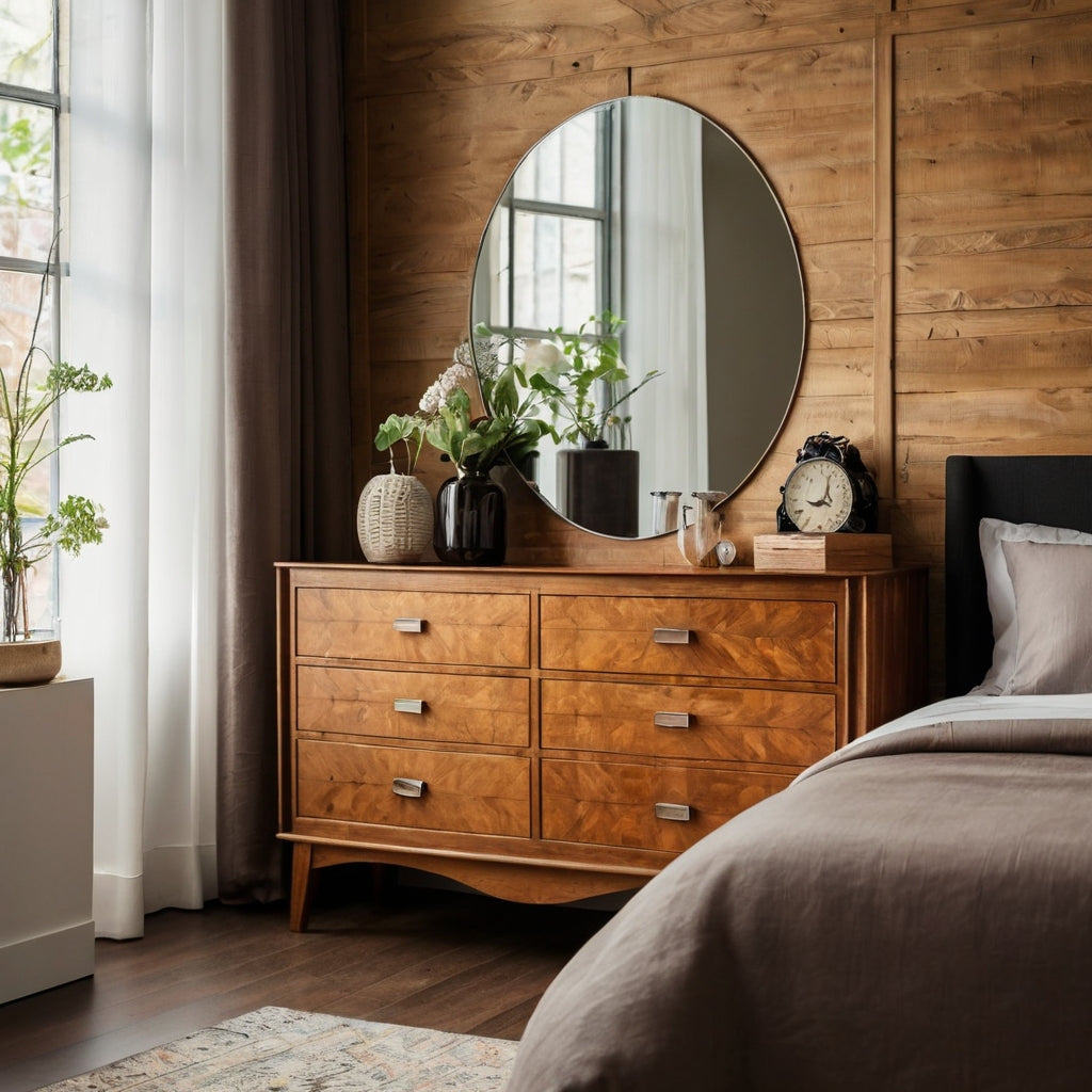 sylke dressing Dresser for Bedroom, Farmhouse 6 Drawer Dresser, TV Stand for Bedroom,  Dressers & Chests of Drawers, Living Room Organizer with Storage Drawers –  Amerlife main image 0