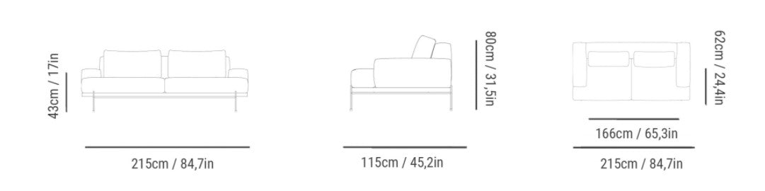 Catalina 2 Arm Sofa - Steel