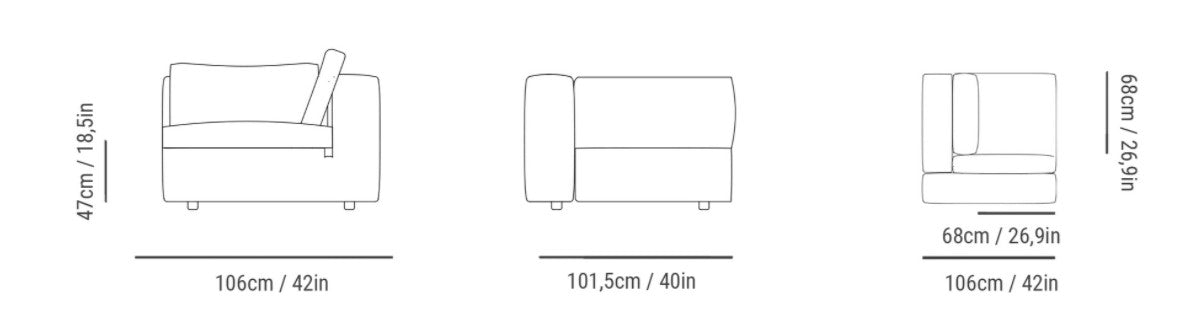 Newport Cloud Sofa: Corner - Steel