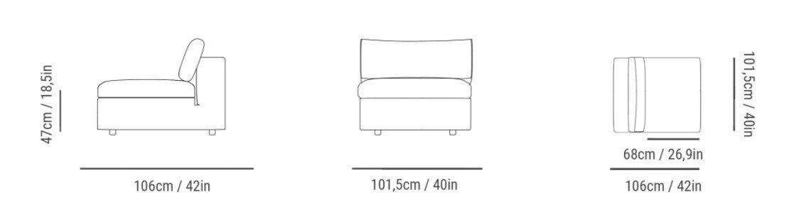 Newport Cloud Sofa: Armless -Fog